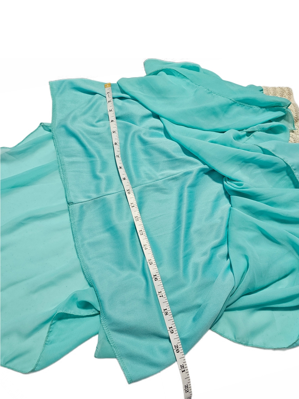 Women's Fairycore Handkerchief Hem Sheer Skirt Aqua with Cream Waistband  Rue21 - Picture 14 of 14